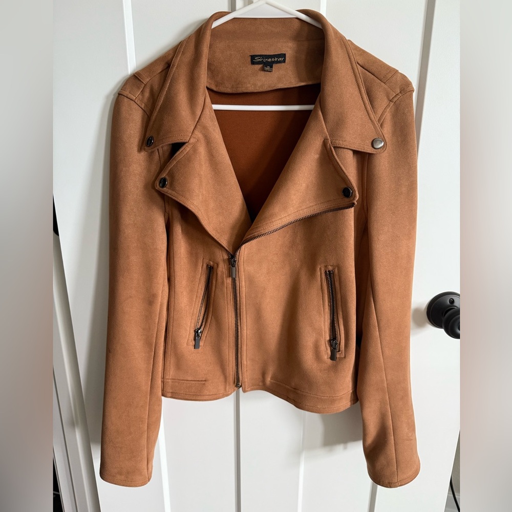 Shinestar Women's Brown Leather Jacket